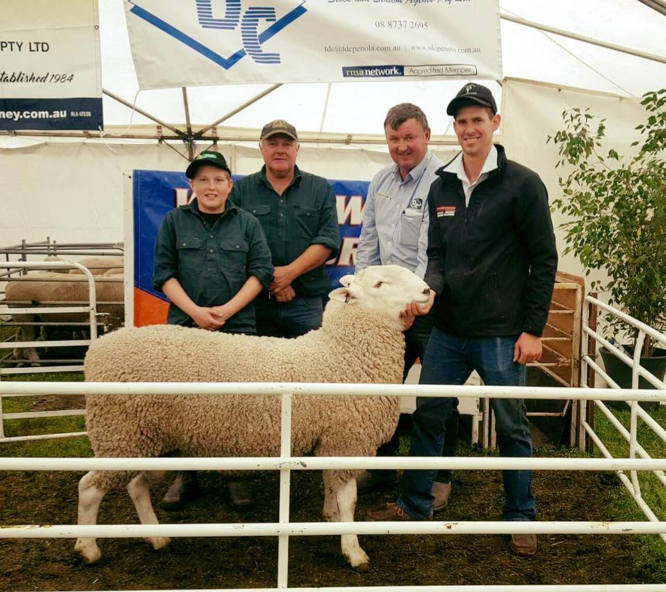 2017 Warra-M Sale 2017 Warra-M ram sale: Top price ram, lot 1, sold for $2500 to the Wright family.